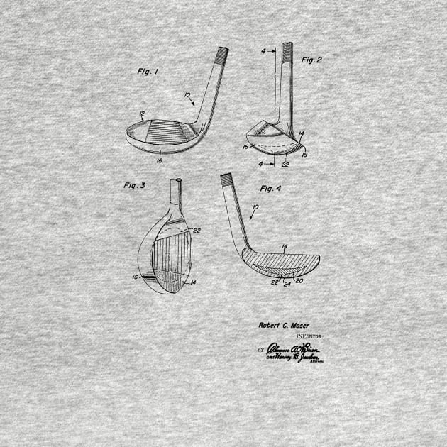 Golf Club Vintage Patent Hand Drawing by TheYoungDesigns